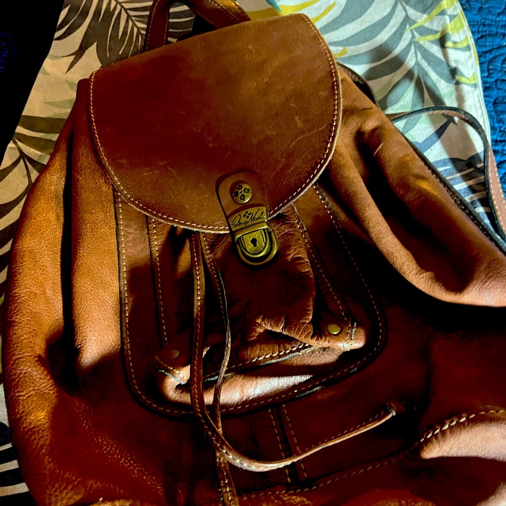 New Patricia Nash Brown Tooled Leather Backpack